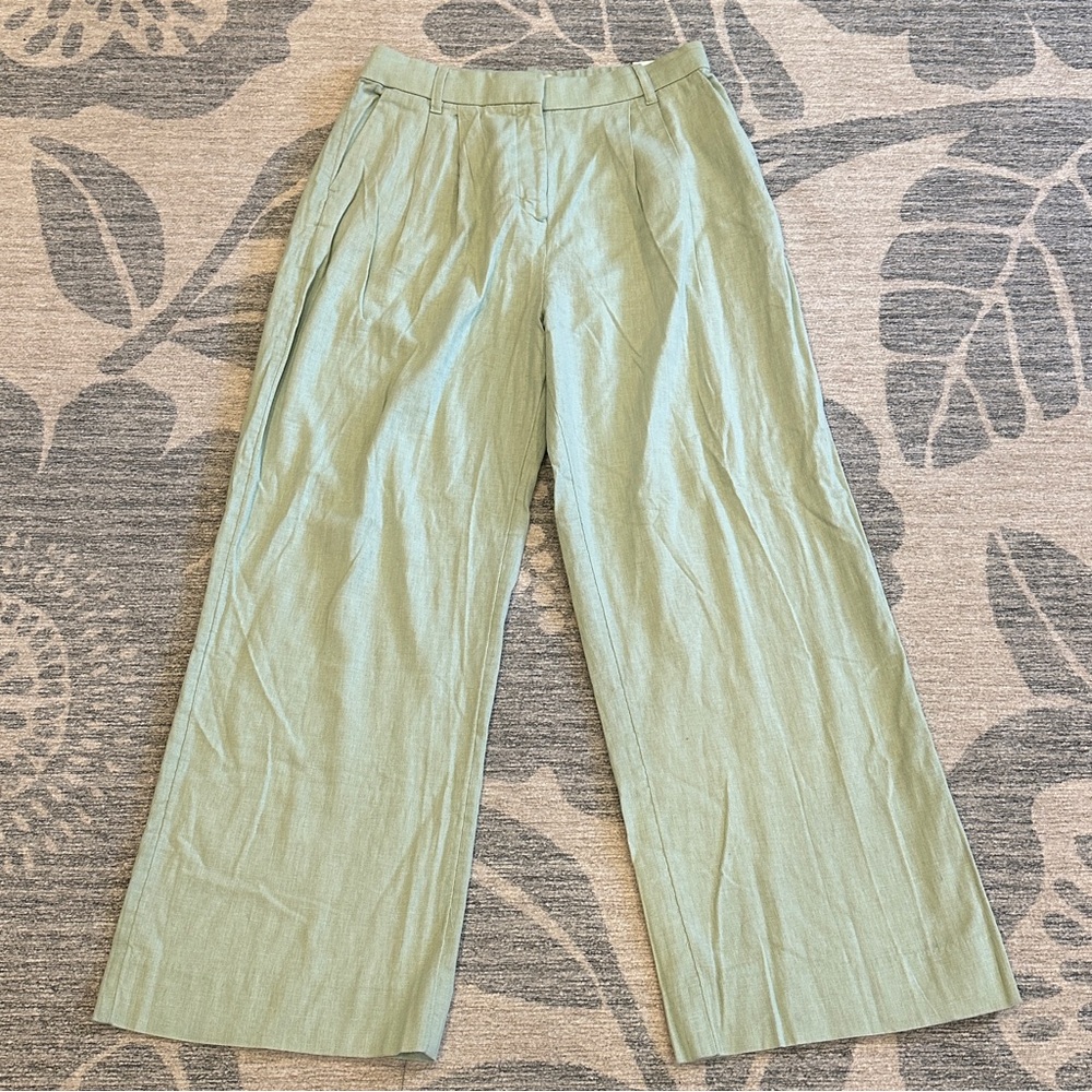 Abercrombie & Fitch Pants Sz M Short Linen Blend Tailored Wide Leg Trousers